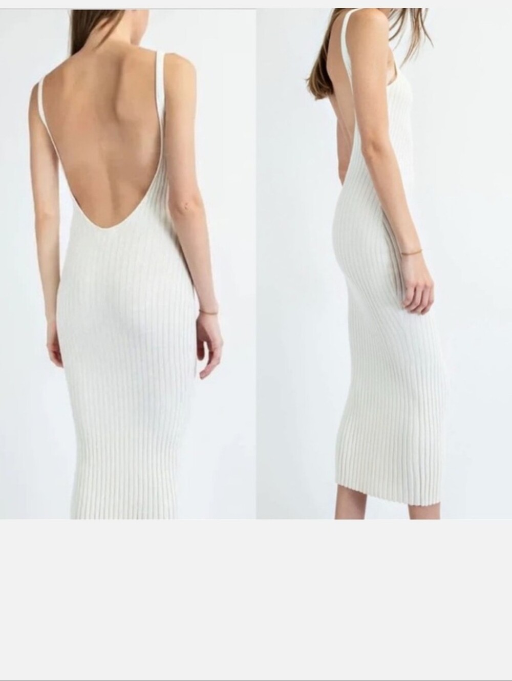 Sleeveless Ribbed Maxi Dress in Ivory